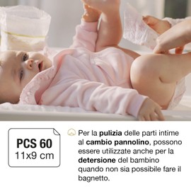 COTTON SOUND Gold Baby Faldine Pack of 60 for Children, 100% Hydrophilic Cotton, Checked 9 x 11 cm, Hypoallergenic and Biodegradable, Dermatologically Tested, Made in Italy