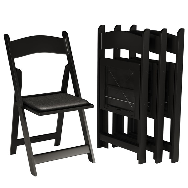 SIMPLEX 4 Black Resin Stackable Folding Chair - Comfortable Black