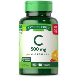 Nature's Truth Vitamin C with Rose Hips | 500mg | 110 Tablets | Non-GMO | by Nature's Truth