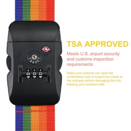 Luggage Strap Suitcase Strap with 2 TSA Combination Lock, 2 Pieces Adjustable Cross Luggage Strap Luggage Strap + 2 Pieces Luggage Tags with Name Plate & Address Label for Safe Travel (Colourful)
