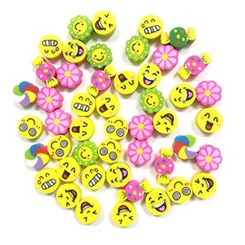 Pencil Erasers, 50 Pcs Smiling Face Mini Erasers for Schools, Office, Painting (Multi Style)