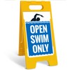Open Swim Only Folding Floor Sign, 10x16 Inches, with A