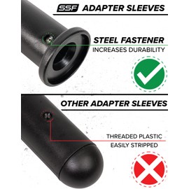 SERIOUS STEEL FITNESS Funda adaptadora olímpica con brida (base ancha) | Convierte barras de 1 a 2 pulgadas fácilmente | Base ancha que evita que las placas se muevan (individual)