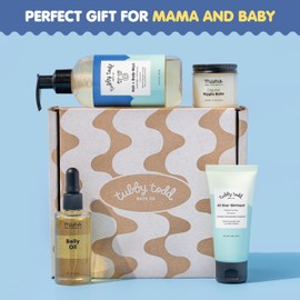 Tubby Todd New Baby & Mom Sensitive Skincare Kit - The Mama + Baby Gift Set - Baby Shampoo and Body Wash 8.5 Oz, All Over Ointment 2 Oz, Belly Oil 2 Fl Oz & Nipple Balm 1.9 Oz - Lavender Rosemary
