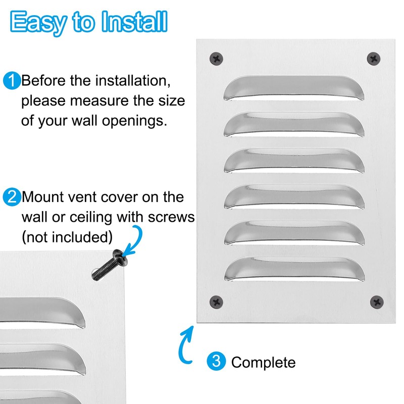 PATIKIL 8 x 4 Inch Stainless Steel Vent Cover, 2