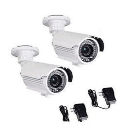 VideoSecu 2 Pack 700TVL High Resolution Built-in 1/3'' Effio CCD Zoom Bullet Security Cameras Day Night Vision Outdoor 42 Infrared LEDs 4-9mm Varifocal Lens with Free Power Supplies IRE96W BTX