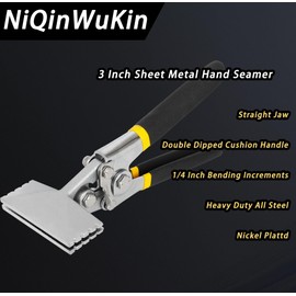 Hand Seamers Sheet Metal Tool - 3 Inch Straight Jaw Metal Bender Tool, Sheet Metal Bending Tool with Ergonomic Handle