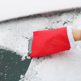 com-four® 2x Plastic ice scraper - Scraper with lined glove - Car ice scraper for the winter - Ice scraper for car (02 pieces - with glove)