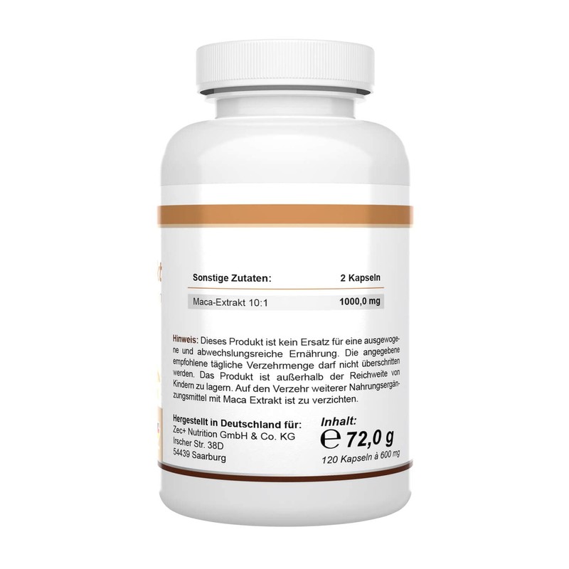 Zec+ Nutrition Maca Capsules 120 Capsules