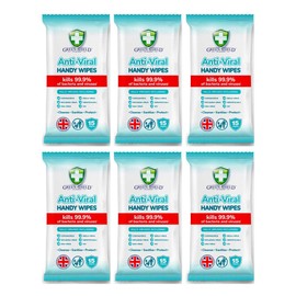 GreenShield Anti-Viral Handy Wipes 15's Kills 99.9% of Bacteria (6 Pack)