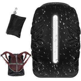 Yuanchu Waterproof Backpack Rain Cover Set with Reflective Strap (40-50L), Reflective Rainproof Protector Backpack Rain Cover Waterproof for Hiking Camping Travel Cycling