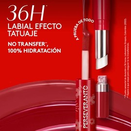 ésika - Colorfix Duo Tattoo 36h Rojo Pasión 2.6 ml, 36 Horas de Color e Hidratación, Labial Cero Transferencia, con Aplicador y Bálsamo, Labial de Lar