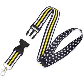 Great 1 Thin Gold-Yellow Line American Flag Office Lanyard - Badge and ID Holder