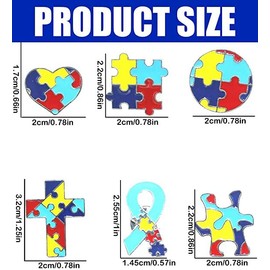 6 Pieces Autism Awareness Pin Autism Pin Lapel Pin Multi Color Autism Puzzle Piece Brooches Pins Autism Awareness Accessories, Meta,Alloy.for Clothing,Jackets and Shirts.