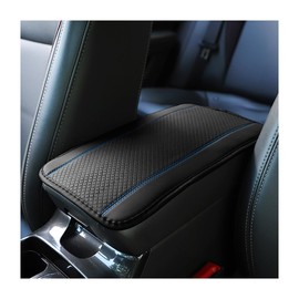 Osilly Armrest Pad for Car, PU Leather Auto Center Console Cushion Mat, Four Seasons Automotive Armrest Seat Box Cover, Universal Vehicle Interior Accessories for SUV, Truck, Van (Black/Blue)
