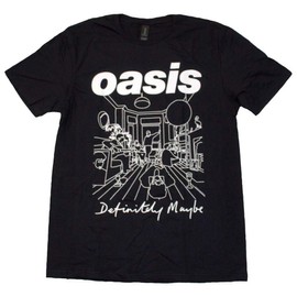Men's Oasis Definitely Maybe Line Drawing T-Shirt Large Black