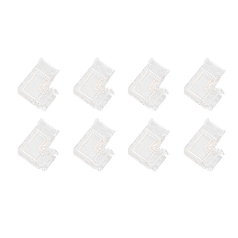 8pcs LED Strip Light Connector Professional Transparent 3Pin L Shaped