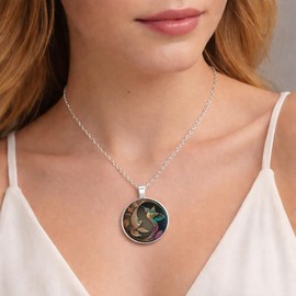 SUPAC Stunning Hummingbird Pendant Necklace - Two Humming Birds Searching for Flower - Fashionable Alloy Jewelry with Delicate Details - Birthday, Party, Gift Idea for Her (Flower Design)