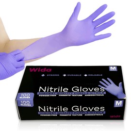Wida Nitrile Gloves, 100 Gloves, Powder Free, Fingertip Texture, Purple (Large)