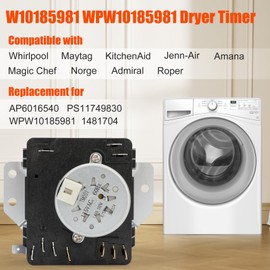 W10185981 WPW10185981 Dryer Timer Compatible with Whirlpool, Maytag, Amana, Crosley,OEM Dryer Timer Replacement for WPW10185981, AP6016540, 1481704, PS11749830, (Fits More Models)