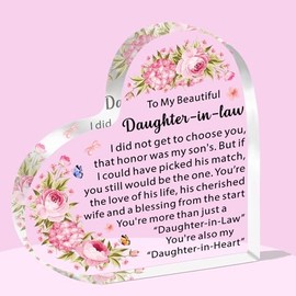 SDOFY Daughter in Law Gifts Daughter in Law Birthday Gifts Acrylic Plaque Daughter in Law Gifts from Mother in Law Christmas Mothers Day Wedding Gifts for Daughter in Law