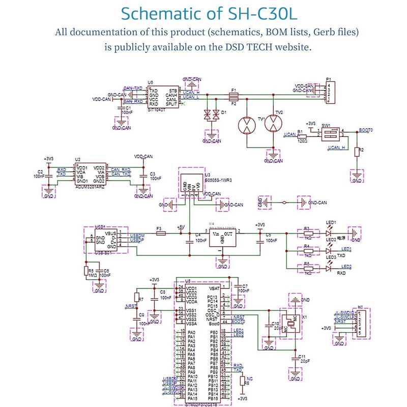 DSD TECH SH-C30L USB to CAN Bus Adapter Base on