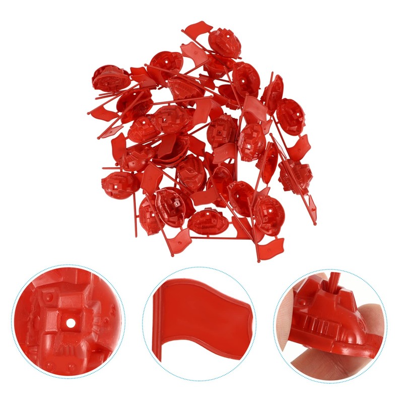 SUPVOX 50Sets Plastic Red Flag Model for DIY Miniature Scene