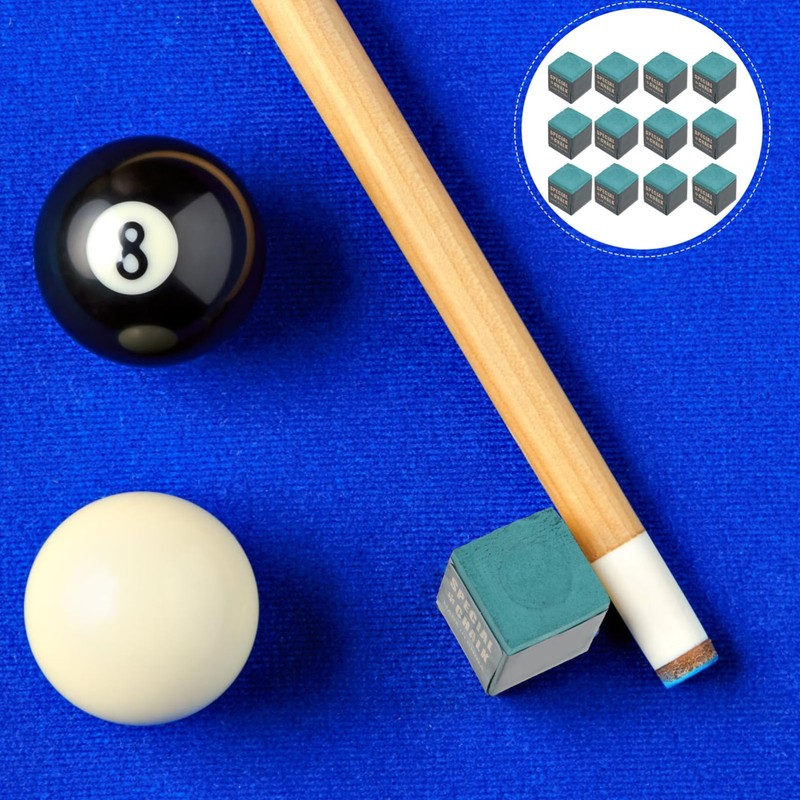 Kichvoe 12pcs Pool Cue Chalk, Deep Green, 2.5cm, Set of