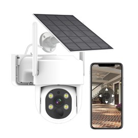 ZHXINSD PTZ Security Camera Wireless Outdoor Solar Powered, Pan Tilt 360 Security Camera Waterproof Two Way Audio Color Night Vision Compatible with Alexa Compatible Camera System