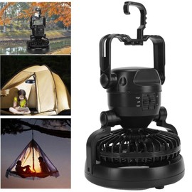 BuyWeek Camping Fan with LED Light, Portable Camping Tent Fan 18 LED Lantern with Hanging Hook for Outdoor Camping Hiking