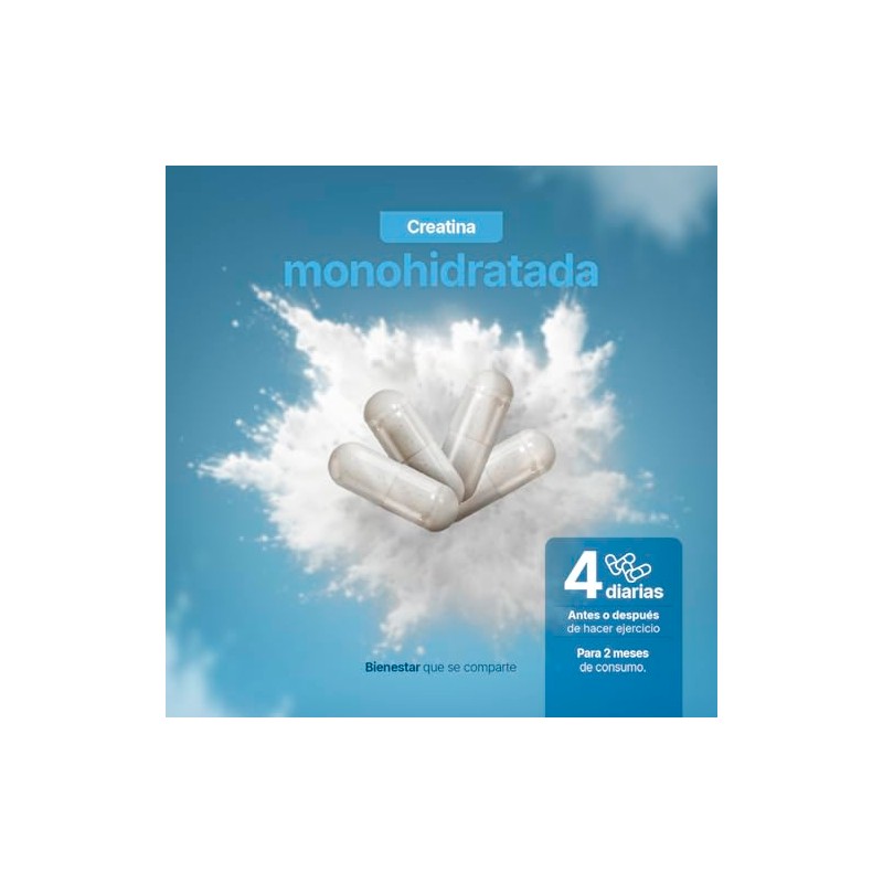 B Life Creatina Monohidratada Micronizada. 240 Cápsulas. Alta Pureza Sin