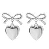 Gold/Silver Heart Dangle Earrings For Women Ribbon Bow Dangle Earrings
