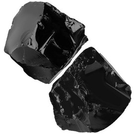 QINJIEJIE QINJIEJIE Obsidian Gro?e Kristall Rohstein 2 Stck 100% Natursteine Kristalle Raw Steine Premium Wasserstein fr Meditation Reiki Dekosteine