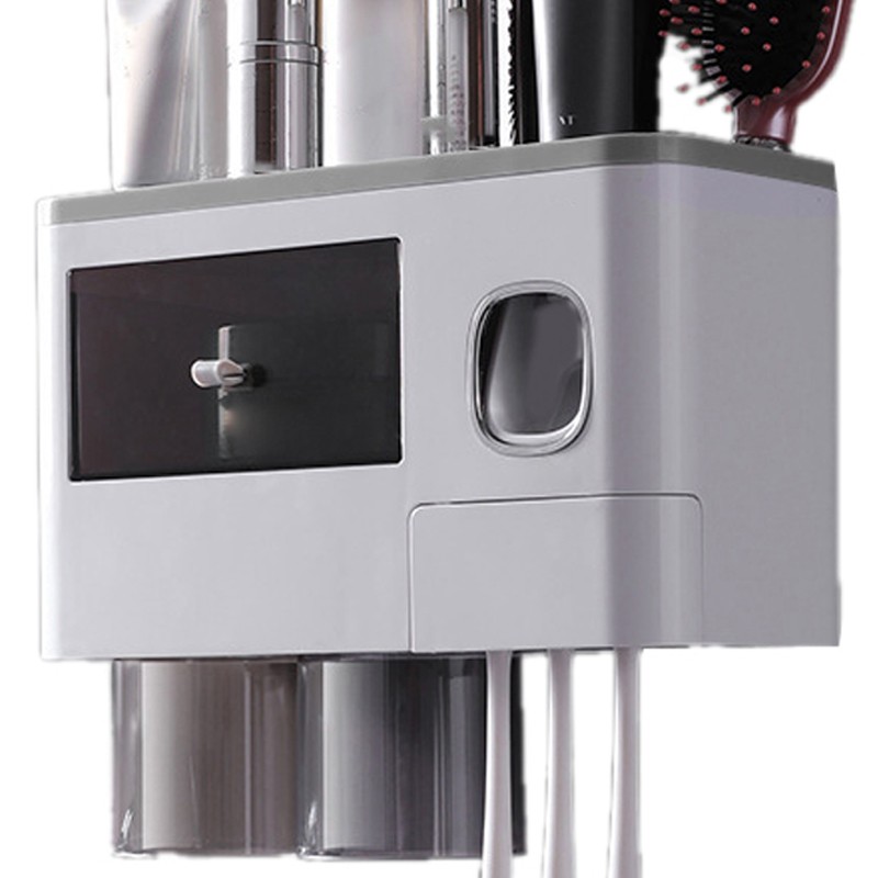 Wall Mounted Toothbrush Holder Multi Function Magnetic Absorption Bathroom Storage