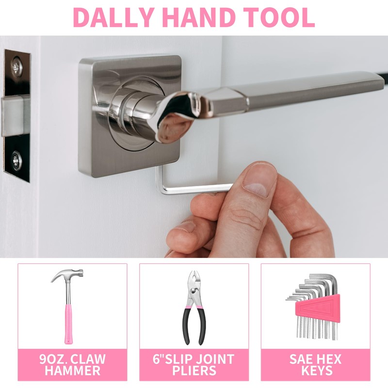 39 Piece All Purpose Basic Household Pink Tool Kit for