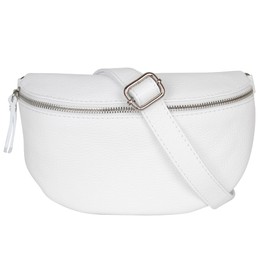 AmbraModa GLX1 Unisex Small Waist Bag Bum Bag Shoulder Bag Made of Genuine Leather, White, Waist bag, bum bag, shoulder bag
