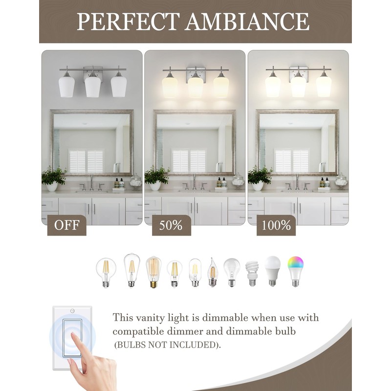 Osimir 3 Light Bathroom Light Fixtures Over Mirror, 21 Inch