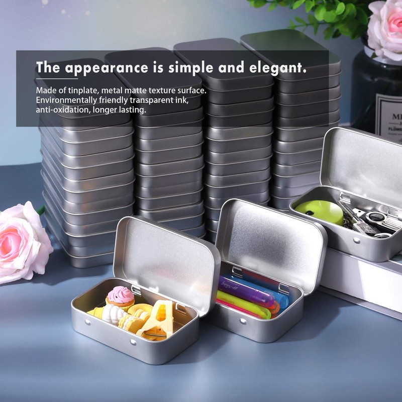 Tamicy Metal Rectangular Empty Hinged Tins - Pack of 40