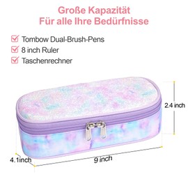 Bagseri Pencil Case Girls Pencil Case Boys - Large Capacity Pencil Case for School, Cute Pencil Case for Children, 2 Compartments and Pen Holder Inside, Pencil Case Only, C Purple Tie Dye, Glitter