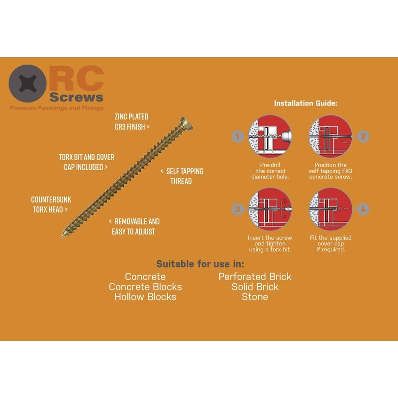 7.5 x 50mm (Box of 100) Easy Drive Countersunk Direct