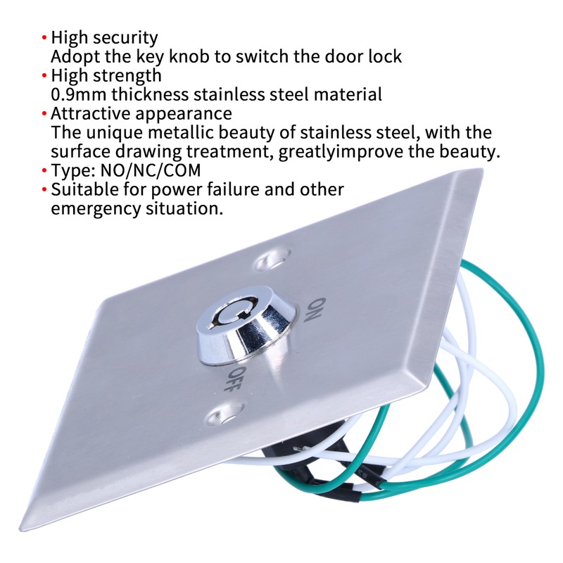 Door Key DC 12V Switch Stainless Steel Access Control On/Off