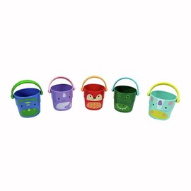 Skip Hop Baby Bath Toy Buckets, Zoo Stack & Pour Buckets, Pastel