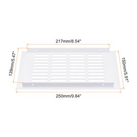sourcing map Air Vents Cover, 1Pcs 250 x 150mm - Aluminum Alloy Mesh Air Return Vent Cover, Rectangle Louvered Ventilation Grille for Shoe Cabinet Wardrobe (White)
