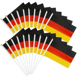 Pack of 20 Small Germany Flags Hand-Held Germany Flag and Germany Flag for Celebrations, Football, Eurovision, World Cup, Garden and Party, 14 × 21 cm