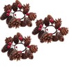 Set of 3 Natural Pinecone and Artificial Winterberry Berry Candle