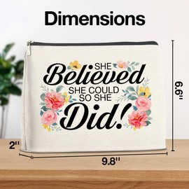 YeleY Graduation Gifts for Her Woman Makeup Bag She Believed She Could So She Did Inspirational Gifts for Women Sister Friends Encouragement Gifts Cosmetic Bag
