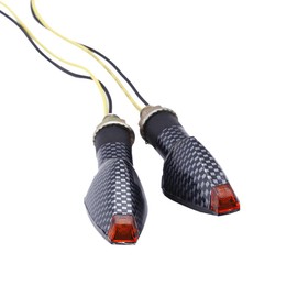 DREAMIZER 4pcs Universal Motorcycle LED Turn Signals Lights Front Rear Lamp Indicator Lights Blinkers Flashers Amber light for Yamaha MT03 MT07 MT09 Suzuki DRZ400SM - Carbon Fiber