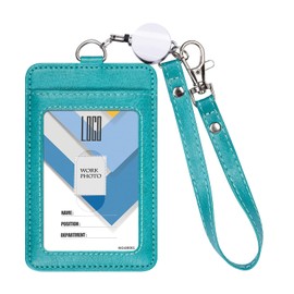 Wisdompro Pass Case, Commuter Holder with Reel Included, Vertical, Double-Sided, ID/IC Card Case, Employee ID Card Case, Name Card Holder, PU Leather, Commuting to Work or School, Men's, Women's