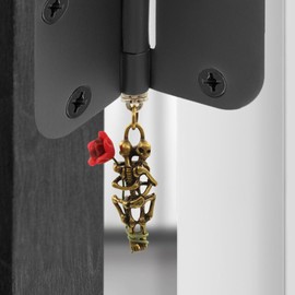 Wallertree Brass Hugging Skeletons Hinge Head Home Decoration - Magnetic Hinge Head Decorative Droppers of Romantic Skull Couples - Gothic Door Hinge Heads Decor (Hugging with Rose)