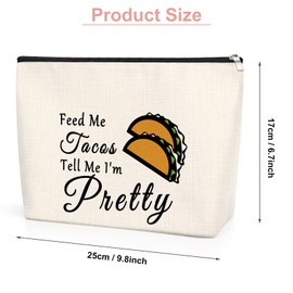 Taco Gifts for Taco Lovers 25x17CM Makeup Bag for Her Women Girl Teens Taco Day Gifts Funny Crazy Cool Food Lover Gift Birthday Anniversary Christmas Wedding Gift for Friends Sister Cosmetic Bag Pouch